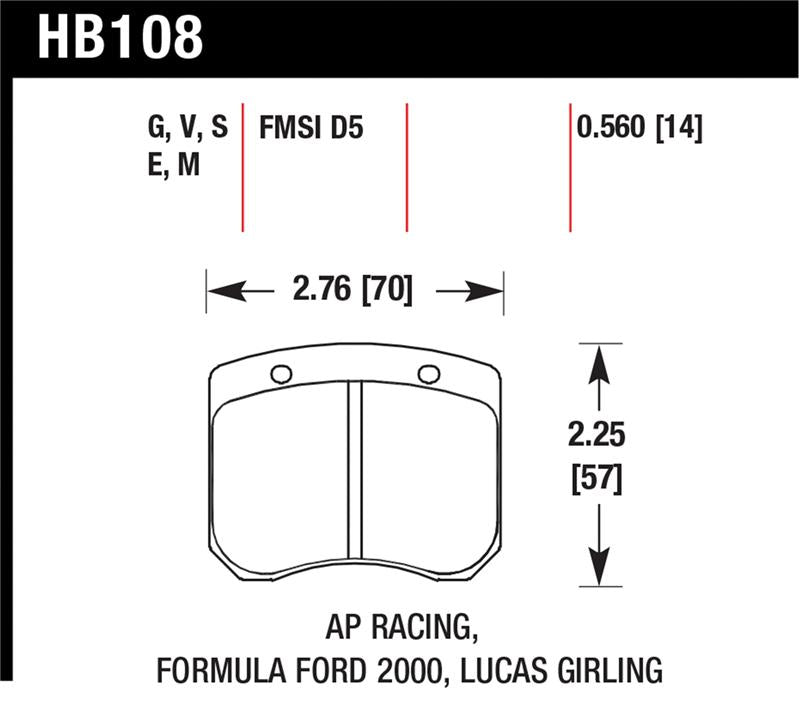 Hawk Performance HB180B.560 Hawk 1984-1986 Alfa Romeo GTV-6 2.5 HPS 5.0 Front Brake Pads