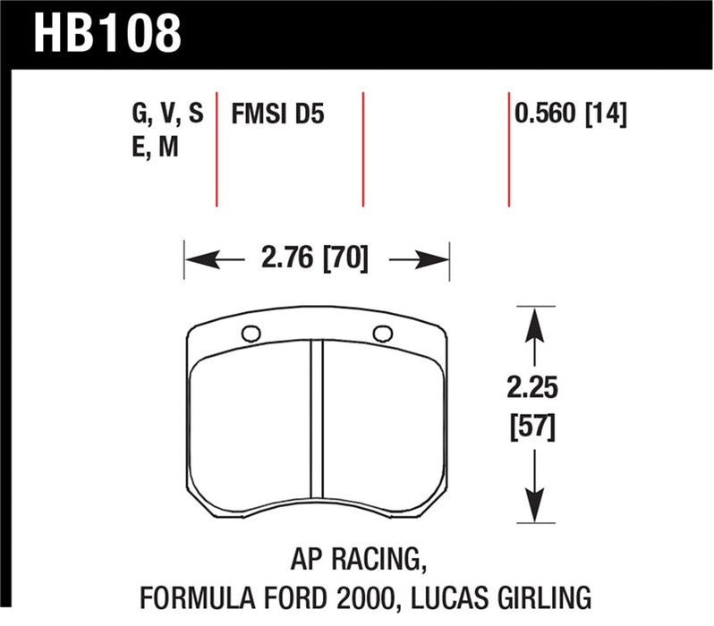 Hawk Performance HB180B.560 Hawk 1984-1986 Alfa Romeo GTV-6 2.5 HPS 5.0 Front Brake Pads