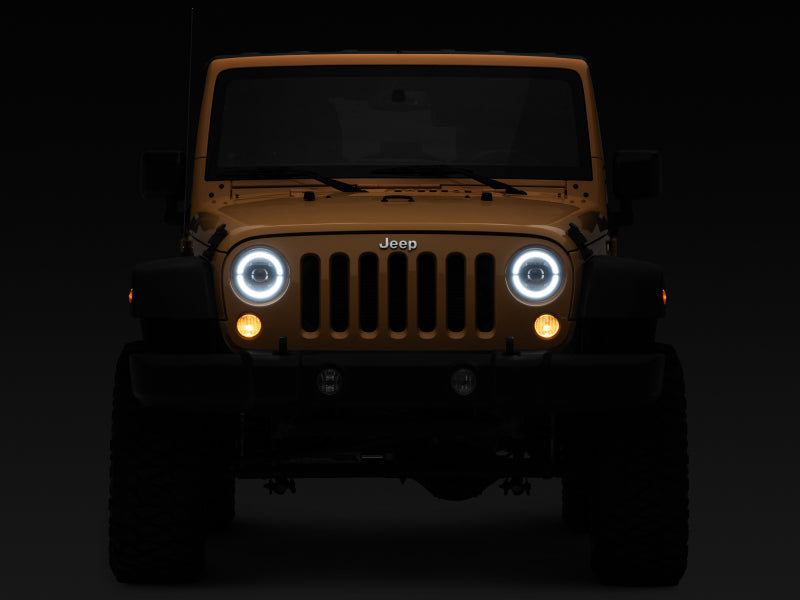 Raxiom J132813 07-18 Jeep Wrangler JK Axial Series LED Headlights- Black Housing (Clear Lens)