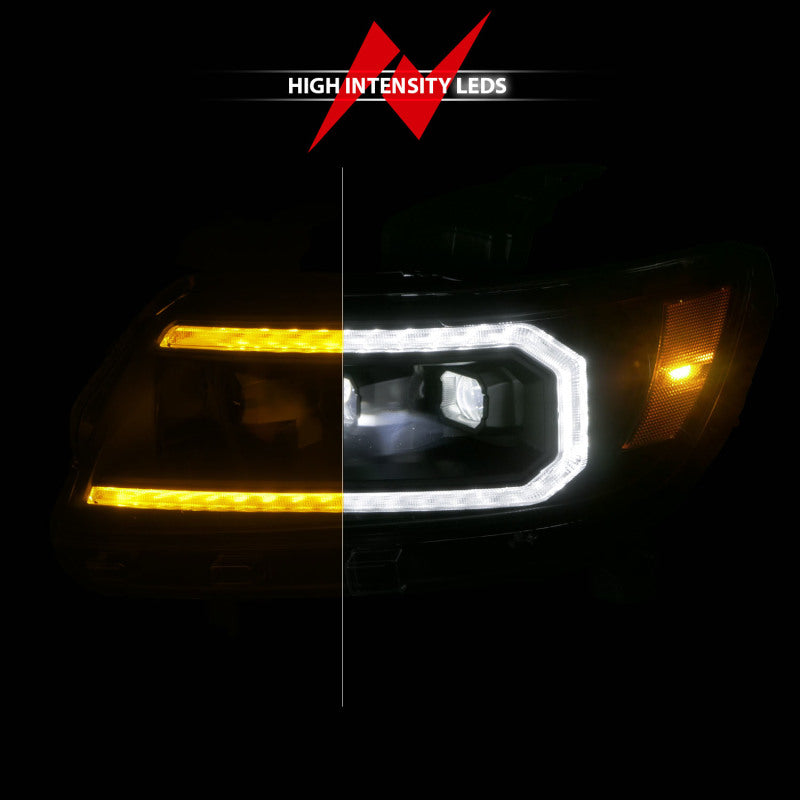 ANZO 111615 15-22 Chevrolet Colorado Full LED Projector Headlights w/ Initiation & Sequential - Black