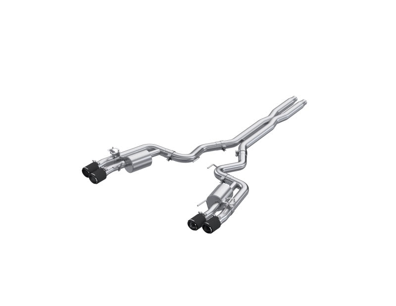 MBRP S72553CF 2024+ For Mustang GT (S650) 3in Cat-Back Quad Tip - 4in Carbon Fiber Tips