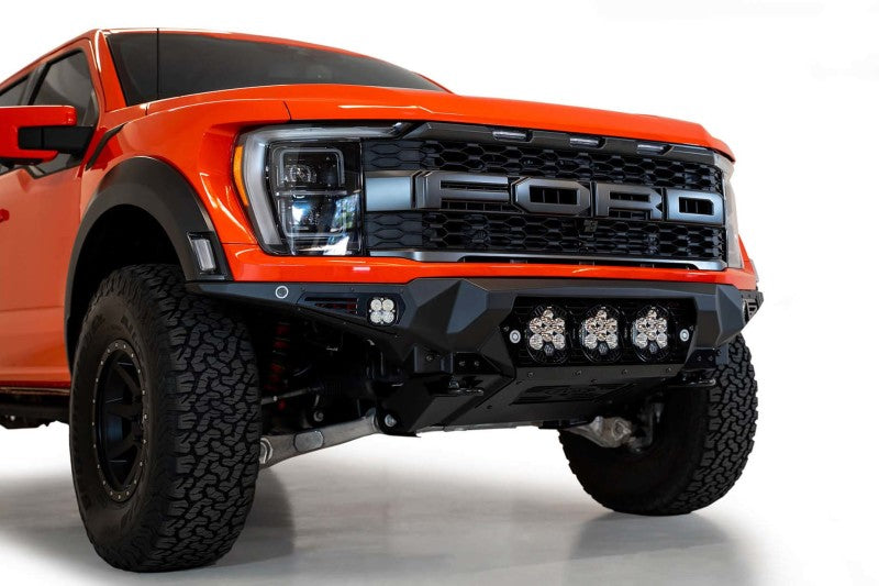 Addictive Desert Designs F210014100103 2021+ Ford Raptor Bomber Front Bumper w/ 3 Baja Designs LP6 Light Mounts