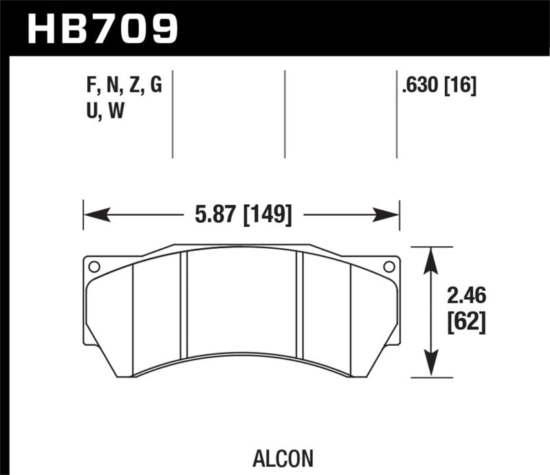 Hawk Performance HB709F.630 Alcon Mono 6, Model 4497 HPS Street Brake Pads