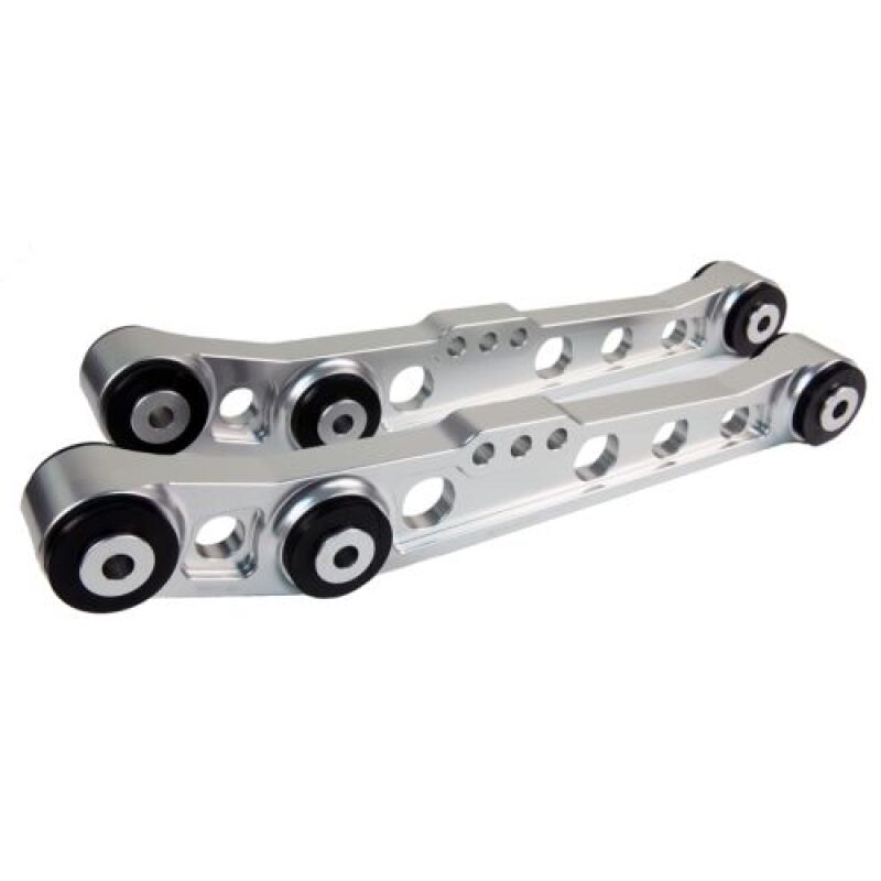 BLOX Racing BXSS-21204-RAW-V2 V2 Billet Rear Lower Control Arms Poly Bushings 96-00 Honda Civic - Raw