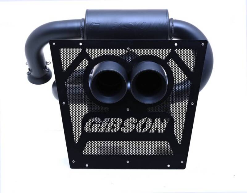 Gibson 98057 2024 Cam-Am Maverick R 4in. T304 Stainless Round Dual Wall Slash-Cut Tip - Black Ceramic