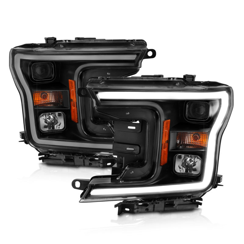 ANZO 111467 2018-2019 Ford F-150 Projector Plank Style H.L. Black Amber (Without Switchback)