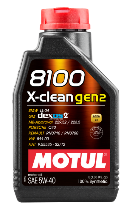 Motul 109761 1L Synthetic Engine Oil 8100 X-CLEAN Gen 2 5W40