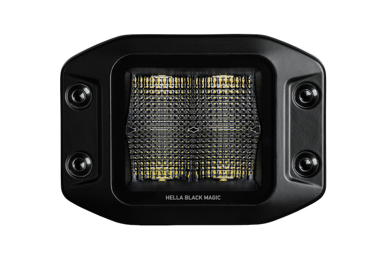 Hella 358176831 Universal Black Magic 3.2in L.E.D. Cube Kit - Flood Beam (Flush Mount)
