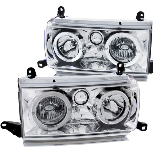 ANZO 111092 1991-1994 Toyota Land Cruiser Crystal Headlights w/ Halo Chrome