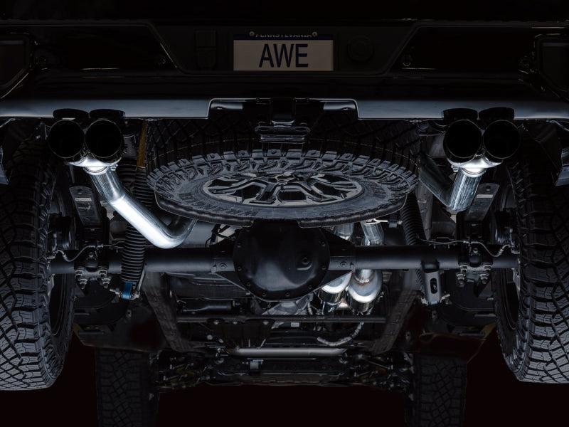AWE Tuning 3015-43284 22-23 GMC Sierra 1500 AT4X 6.2L 0FG Catback Split Dual (Flat Bumper) - Diamond Black Tips