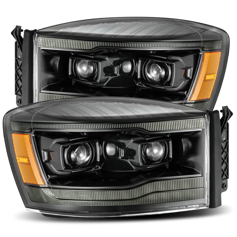 AlphaRex 880530 06-08 Dodge RAM 1500HD PRO-Series Proj Headlights Plank Style Alpha Black w/Seq Signal/DRL