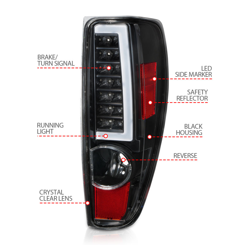 ANZO 311382 2004-2012 Chevrolet Colorado/ GMC Canyon LED Tail Lights w/ Light Bar Black Housing