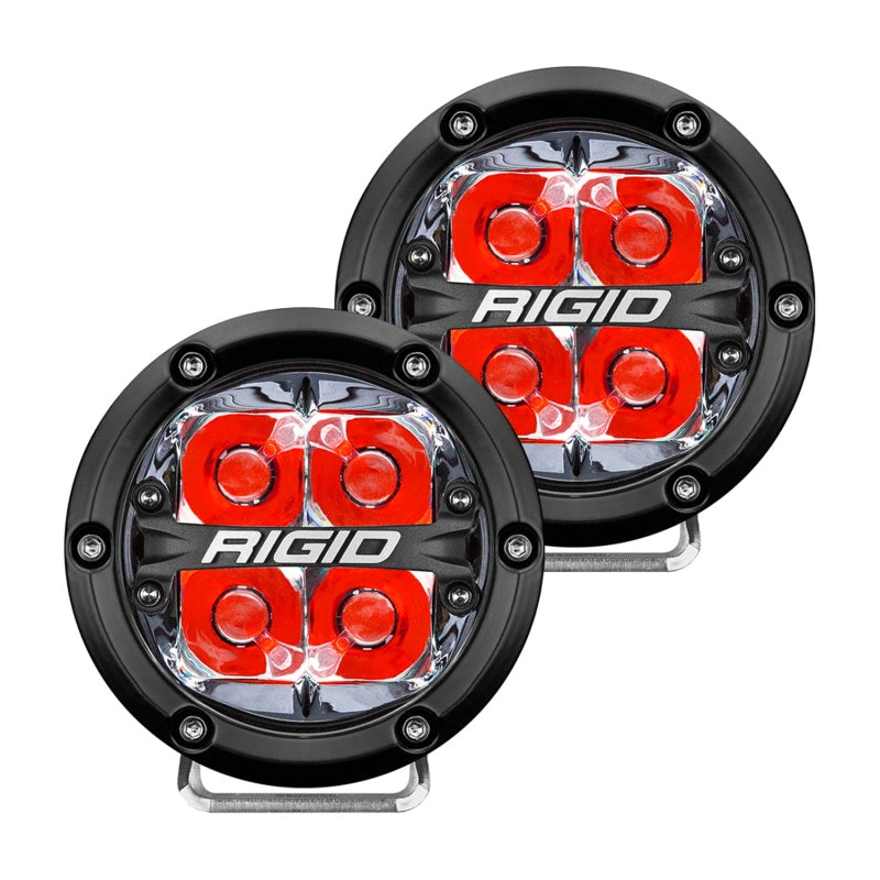 Rigid Industries 36112 360-Series 4in LED Off-Road Spot Beam - Red Backlight (Pair)