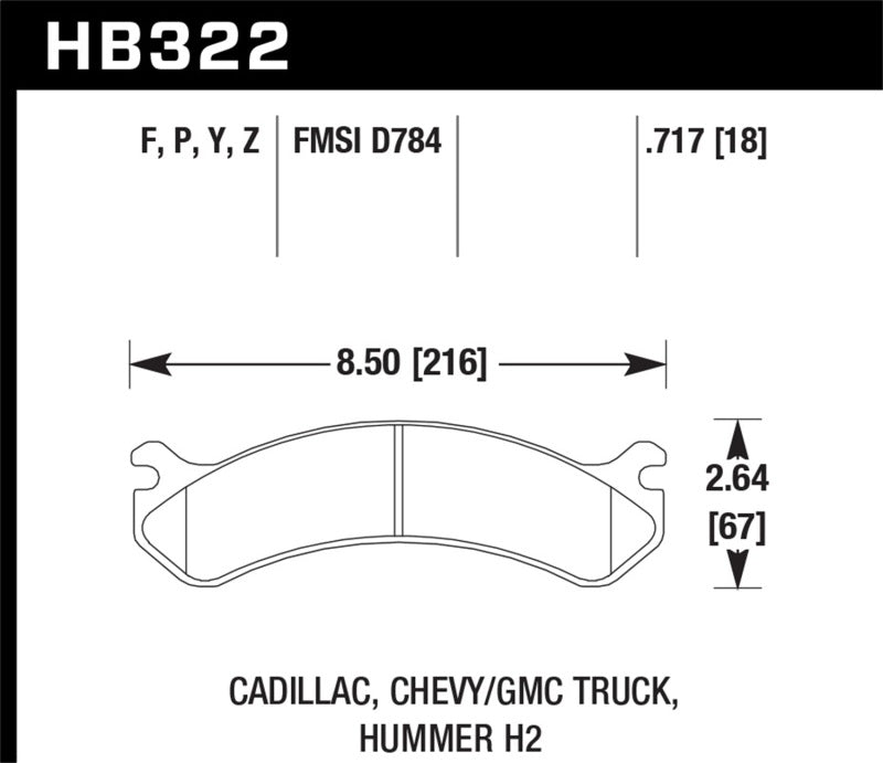 Hawk Performance HB322Y.717 Hawk Chevy / GMC Truck / Hummer LTS Street Front Brake Pads