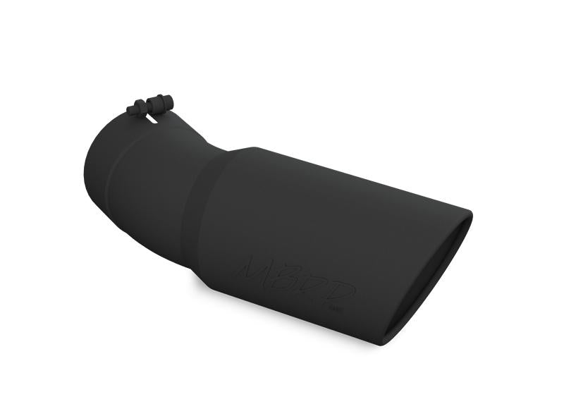 MBRP T5154BLK Universal Tip 6in OD 5in Inlet 15.5in Length 30 Deg Bend Angled Rolled End Black