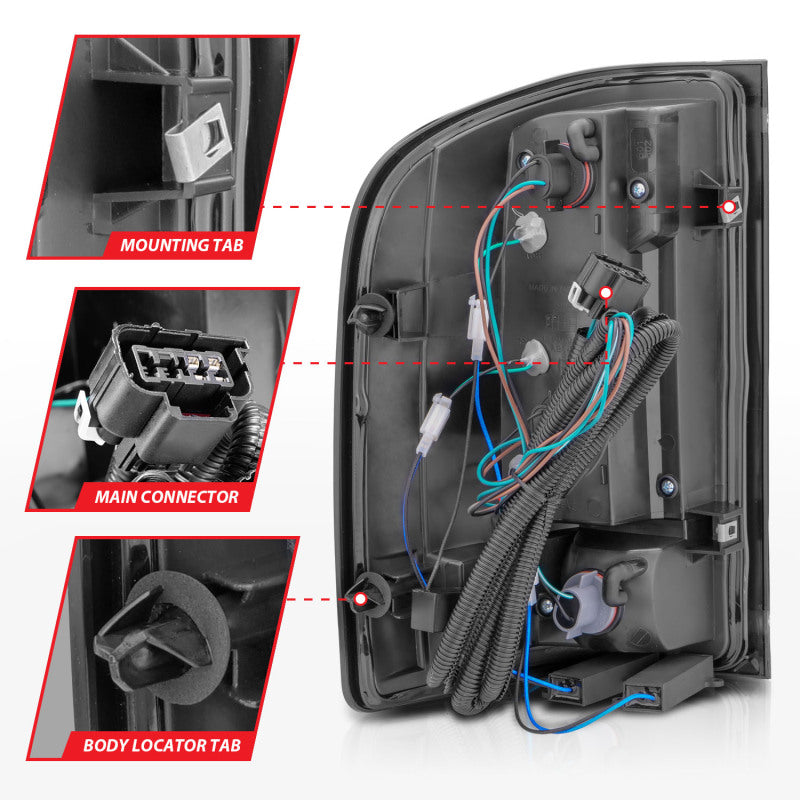 ANZO 311381 2007-2013 Chevrolet Silverado1500/ 2500/ 3500 LED Tail Lights w/ Light Bar Black Housing Smoke
