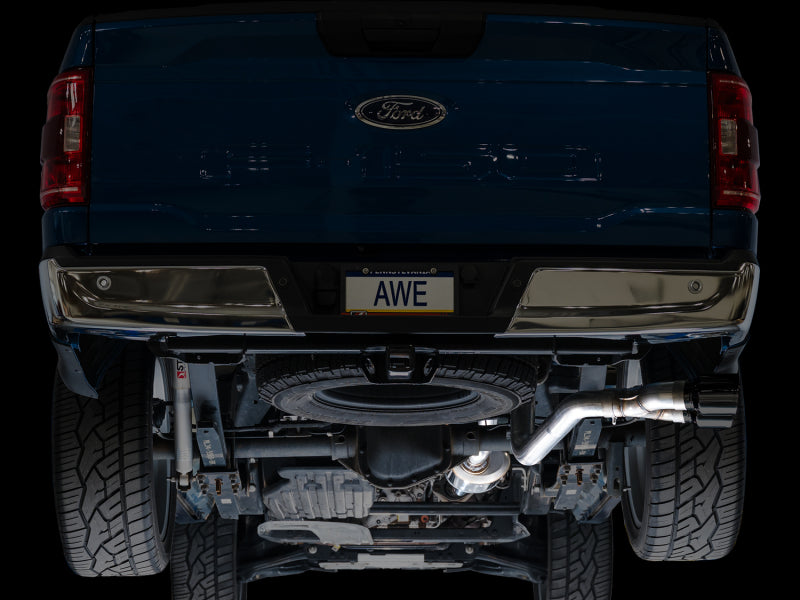AWE Tuning 3015-33145 AWE 21-25 Ford F150 (14th Gen Reg Cab) Cat-Back Exhaust - 4.5in Dual Side Exit Diamond Black Tips