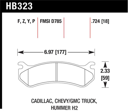 Hawk Performance HB323P.724 Hawk 06 Chevy Avalanche 2500 / GMC Truck / Hummer Super Duty Street Rear Brake Pads
