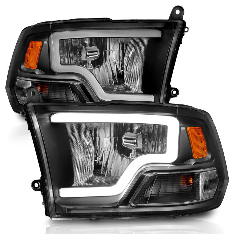 ANZO 111515 2009-2018 Dodge RAM 1500 Crystal Headlights w/ Light Bar Black Housing