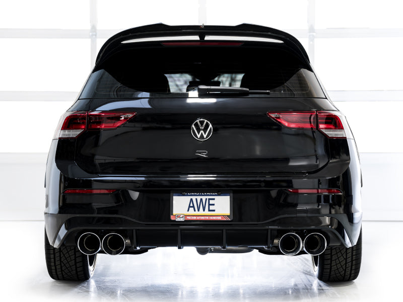 AWE Tuning 3015-42658 AWE MK8 Volkswagen Golf R 3in Touring Edition Quad Exhaust - Chrome Silver Tips