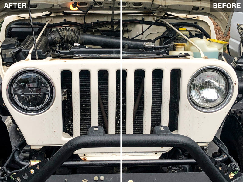 Raxiom J108039 97-18 Jeep Wrangler TJ/JK Axial Series LED Headlights- Black Housing (Clear Lens)