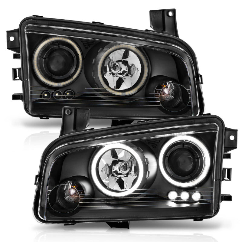ANZO 121218 2006-2010 Dodge Charger Projector Headlights w/ Halo Chrome (CCFL)