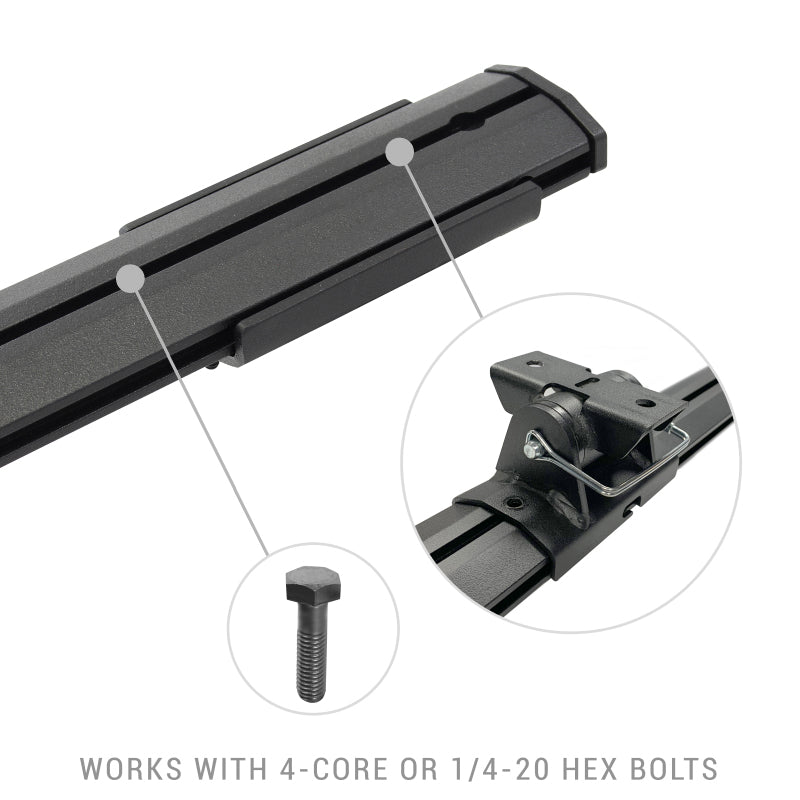Go Rhino 5935015T 15-22 Ford F-150 / 07-21 Toy. Tundra XRS Cross Bars Kit - Tex Blk (Attch Tonneau Cvr T-Trk)