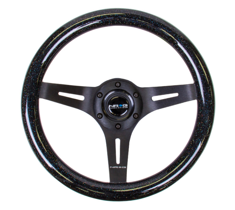 NRG ST-310BSB-BK Classic Wood Grain Steering Wheel (310mm) Black Sparkle w/Blk 3-Spoke Center