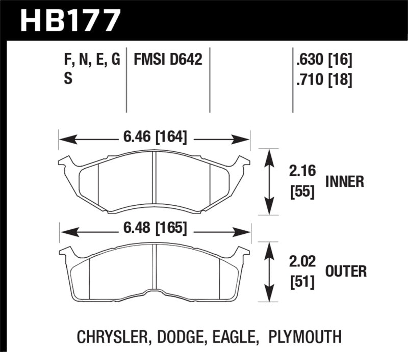 Hawk Performance HB177N.630 Hawk 95-97 Dodge Neon HP+ Front Street Brake Pads