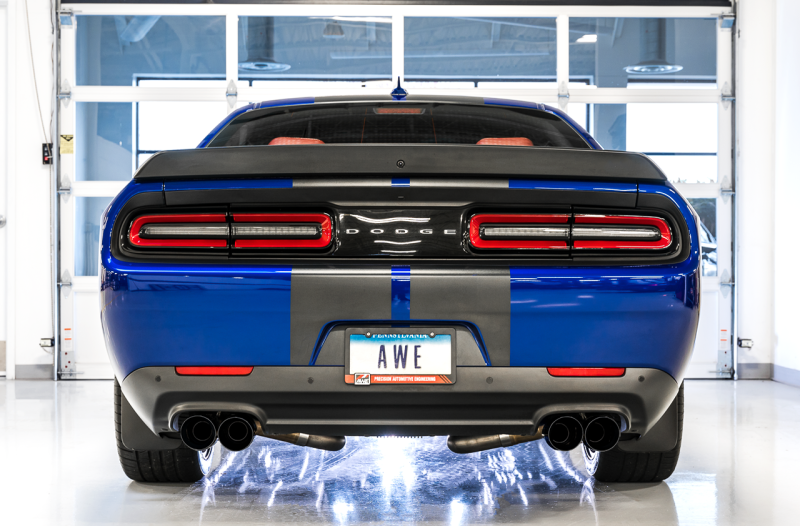 AWE Tuning 3015-43144 2015+ Dodge Challenger 6.4L/6.2L SC Track Edition Exhaust - Quad Diamond Black Tips