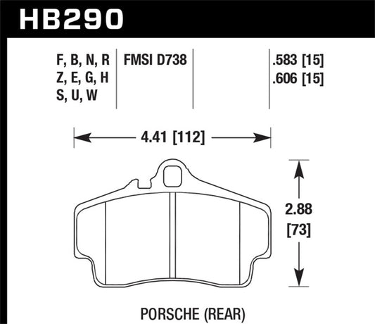 Hawk Performance HB290G.583 Hawk 98-08 Porsche 911 Carrera 2 / 07-08 Boxster S / 06-08 Cayman S Rear DTC-60 Race Brake Pads