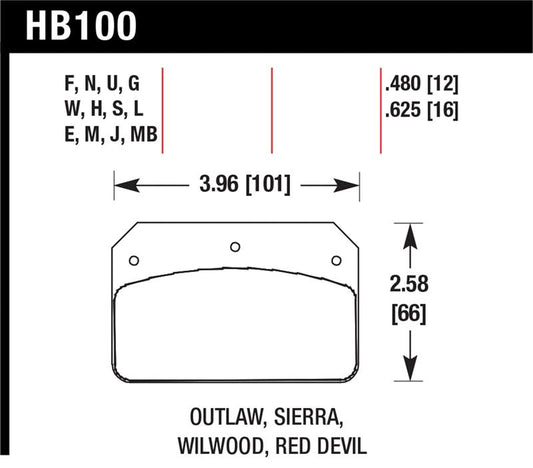 Hawk Performance HB100F.480 Hawk Wilwood Dynalite Caliper HPS Street Brake Pads