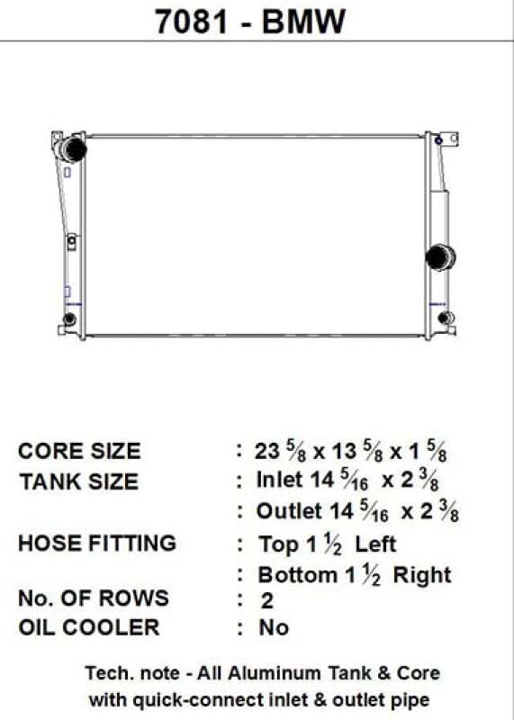 CSF 7081 BMW 2 Series (F22/F23) / BMW 3 Series (F30/F31/F34) / BMW 4 Series (F32/F33/F36) A/T Radiator