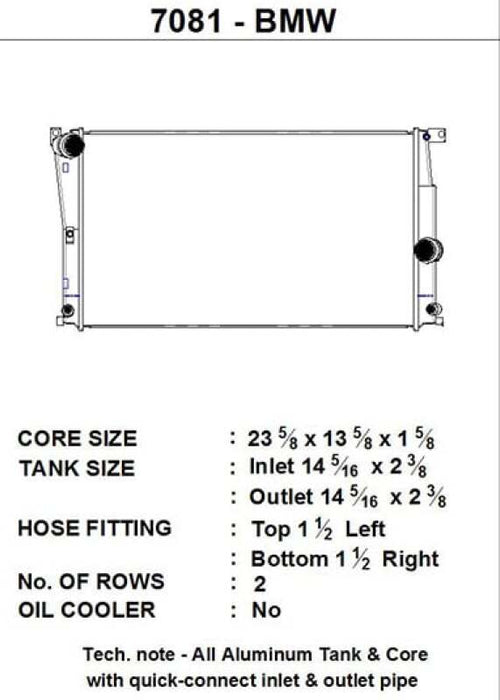 CSF 7081 BMW 2 Series (F22/F23) / BMW 3 Series (F30/F31/F34) / BMW 4 Series (F32/F33/F36) A/T Radiator