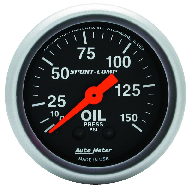 AutoMeter 3323 Autometer Sport Comp 52mm Mechanical 0-150 PSI Oil Pressure Gauge
