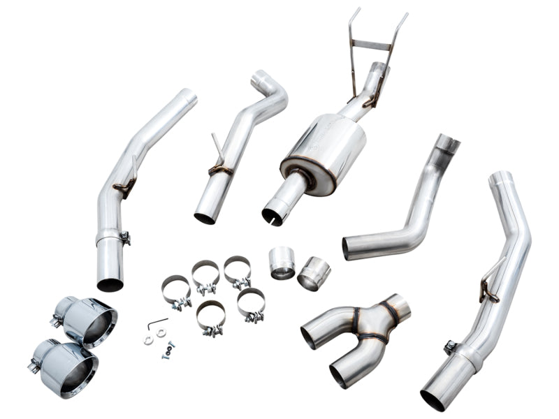 AWE Tuning 3015-32002 09-18 RAM 1500 5.7L (w/Cutouts) 0FG Dual Rear Exit Cat-Back Exhaust - Chrome Silver Tips