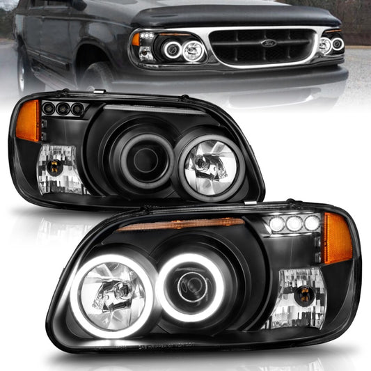 ANZO 111132 1995-2001 Ford Explorer Projector Headlights w/ Halo Black 1 pc