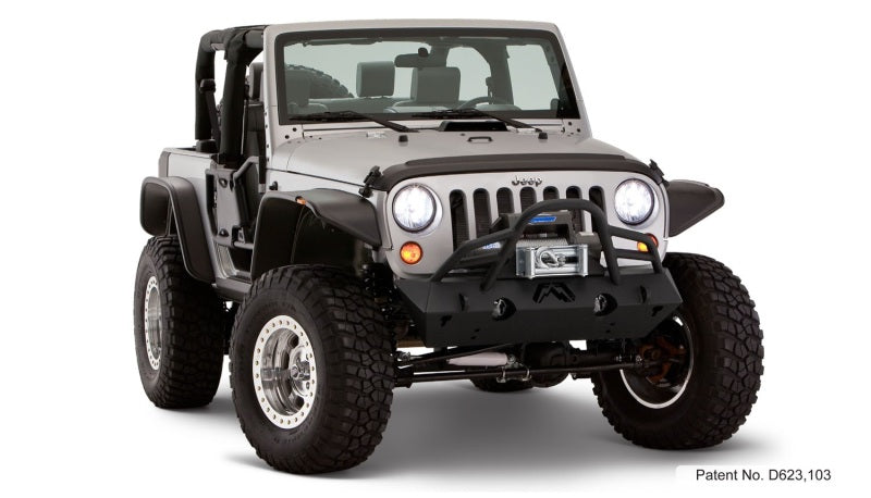Bushwacker 10919-07 07-18 Jeep Wrangler Flat Style Flares 4pc Fits 2-Door Sport Utility Only - Black