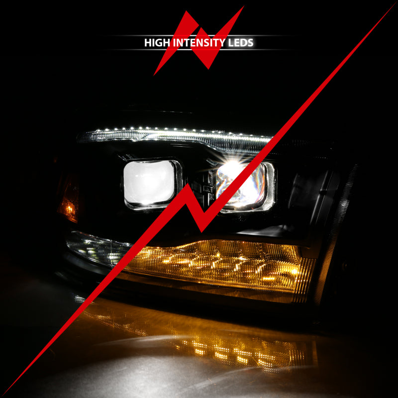 ANZO 111464 2009-2018 Dodge RAM 1500 Led Projector Plank Style Switchback H.L Halo Black Amber (OE Style)