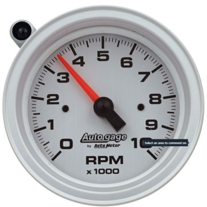 AutoMeter 233909 Tachometer Gauge 10K RPM 3 3/4in Pedestal w/Ext. Shift-Light - Silver Dial/Black Case