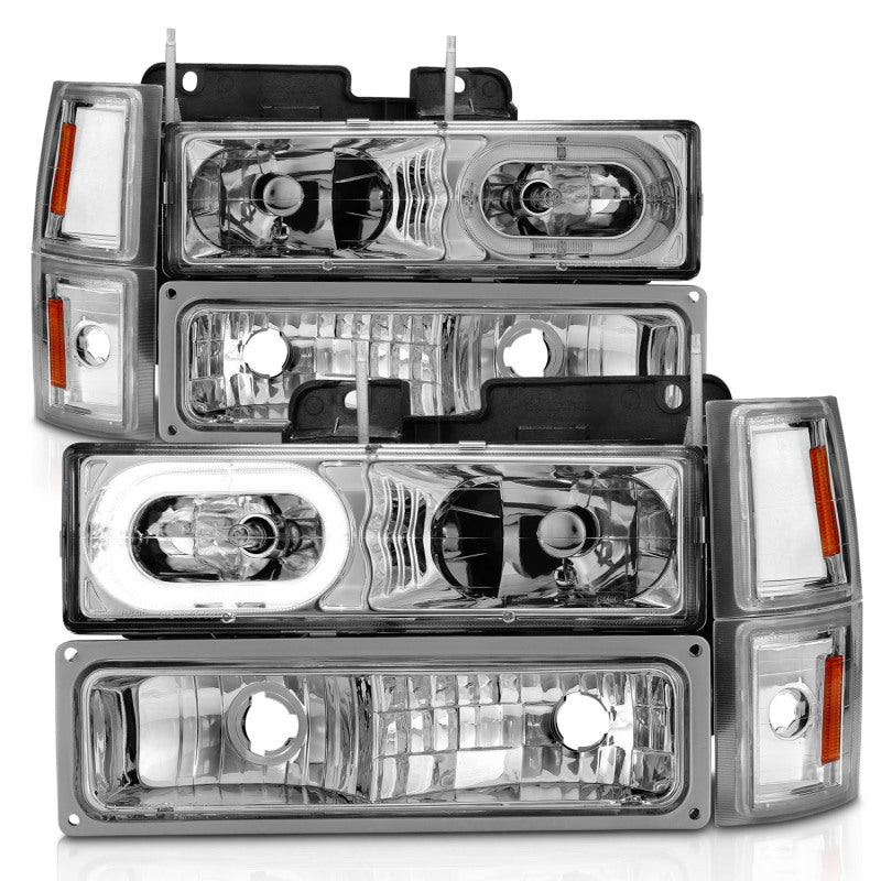 ANZO 111508 88-98 Chevrolet C1500 Crystal Headlights Chrome Housing w/ Signal and Side Marker Lights