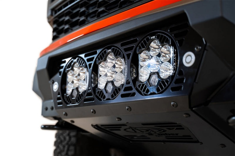 Addictive Desert Designs F210014100103 2021+ Ford Raptor Bomber Front Bumper w/ 3 Baja Designs LP6 Light Mounts