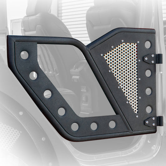 DV8 Offroad RDJL-01R Jeep 18+ Wrangler JL / 20+ Gladiator JT Rear Rock Doors w/ Perforated Aluminum Mesh