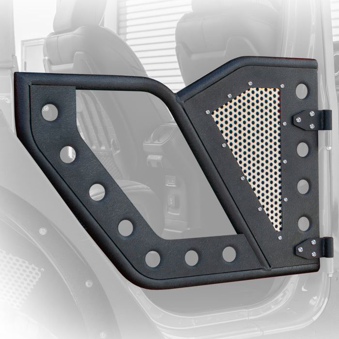 DV8 Offroad RDJL-01R Jeep 18+ Wrangler JL / 20+ Gladiator JT Rear Rock Doors w/ Perforated Aluminum Mesh