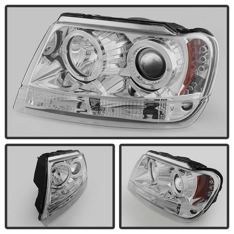 SPYDER 5011152 Spyder Jeep Grand Cherokee 99-04 Projector Headlights LED Halo LED Chrm - PRO-YD-JGC99-HL-C
