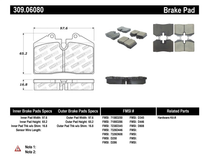 Stoptech 309.06080 StopTech Performance Pad