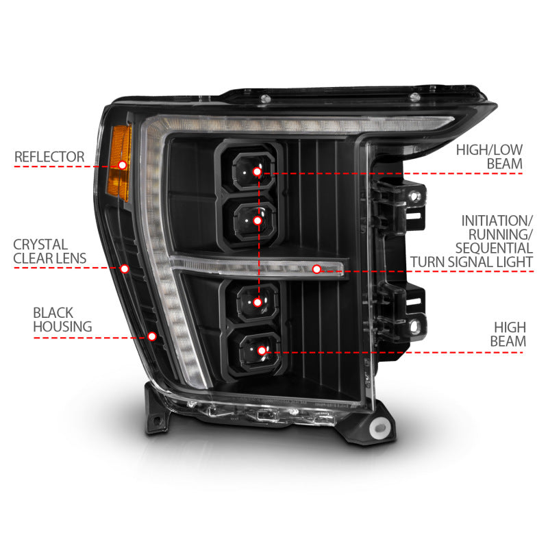 ANZO 111593X-R 21-23 Ford F-150 (w/Factory Halogen) Z-Series Full LED Proj Headlights - Pass. Side ONLY