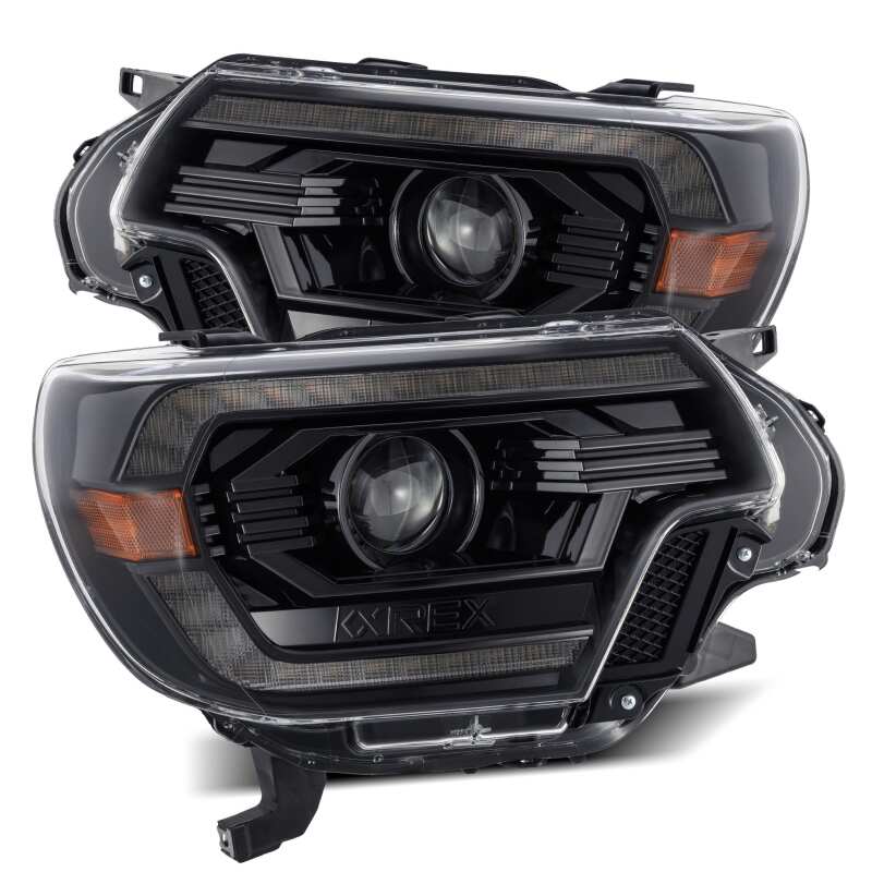 AlphaRex 880750 12-15 Toyota Tacoma LUXX LED Projector Headlights Plank Style Alpha Black w/DRL