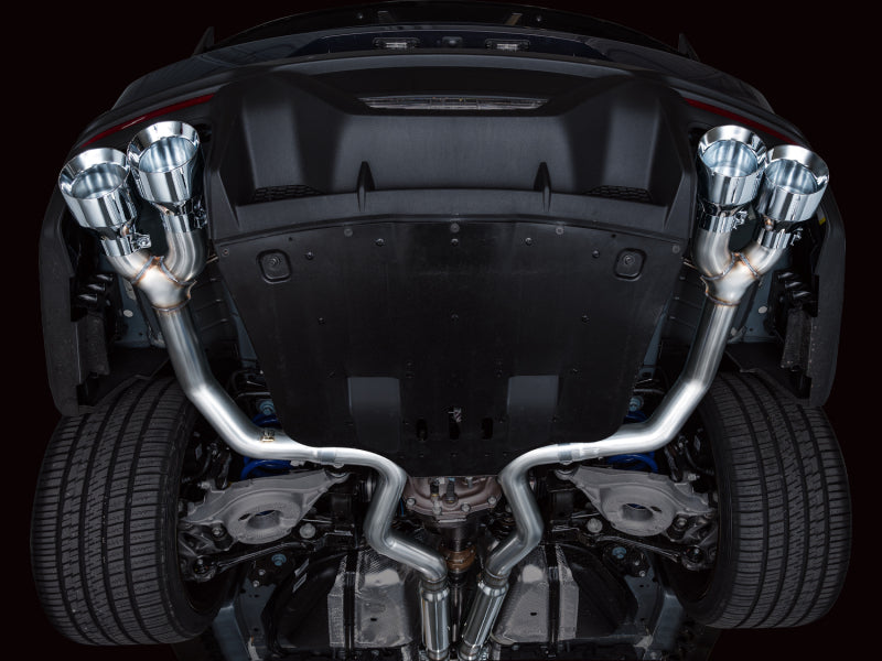 AWE Tuning 3020-42375 AWE 2024 Ford Mustang Dark Horse S650 RWD Track Edition Catback Exhaust w/ Quad Chrome Silver Tips