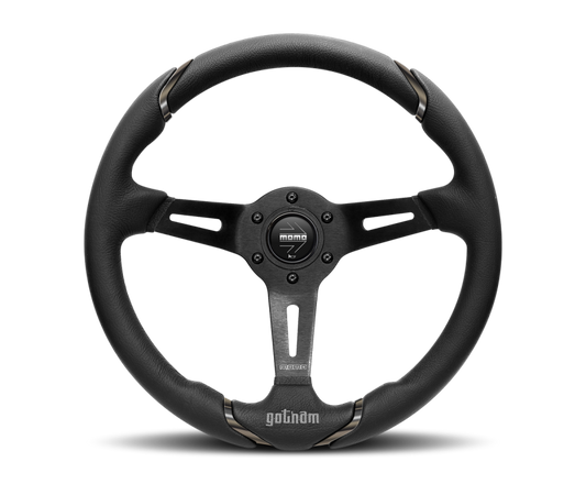 MOMO GOT35BK0B Momo Gotham Steering Wheel 350 mm - Black Leather/Black Spokes